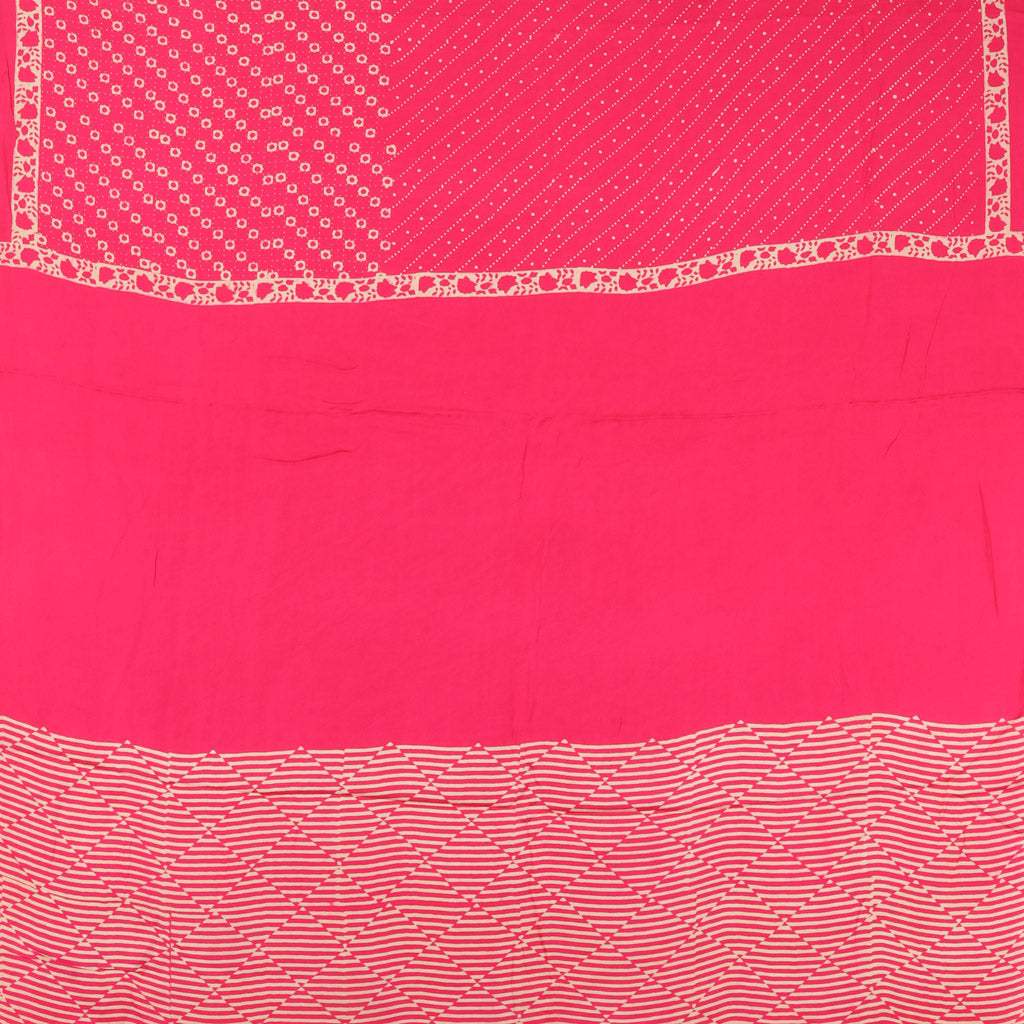 Vibrant Pink Printed Satin Silk Saree - Singhania's