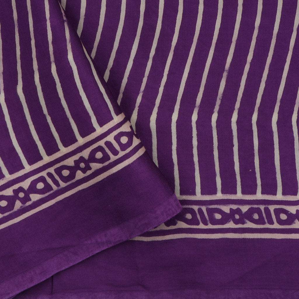 Violet Printed Satin Silk Saree - Singhania's