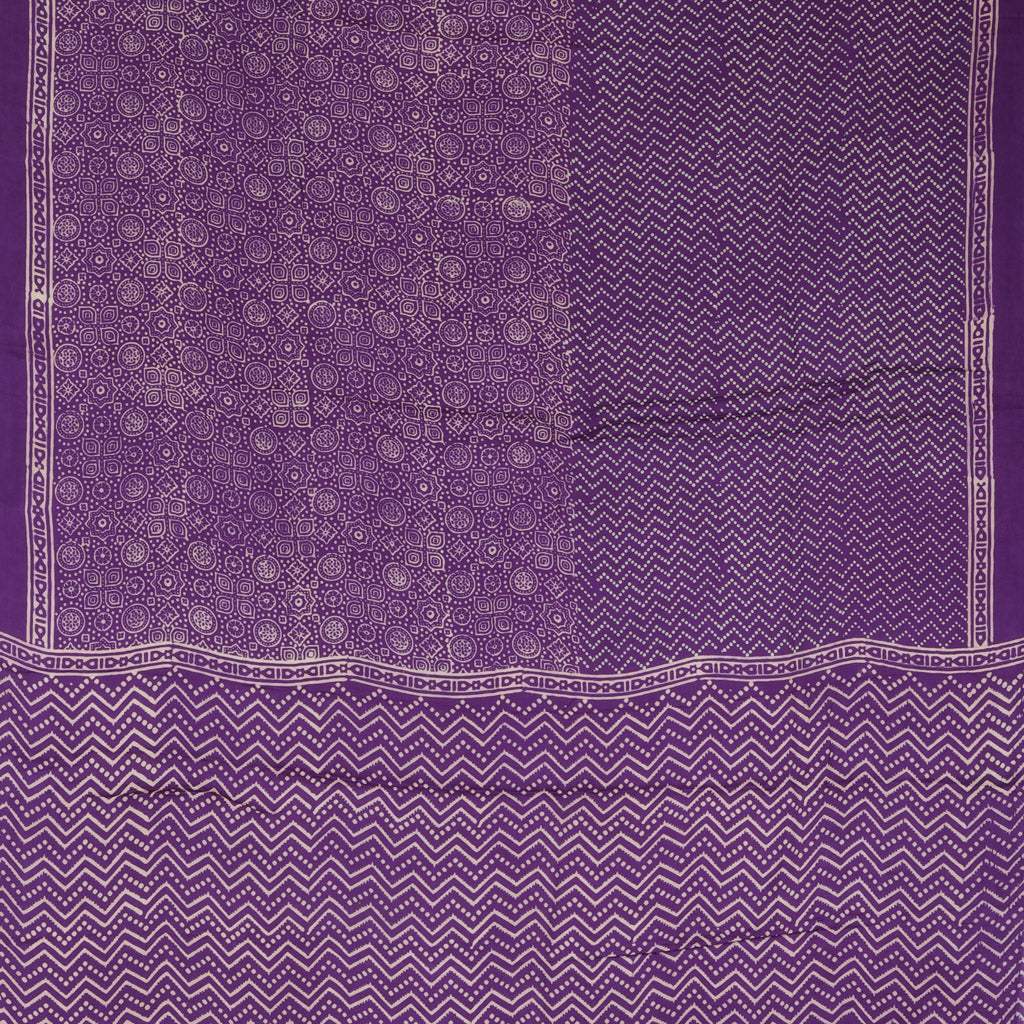 Violet Printed Satin Silk Saree - Singhania's