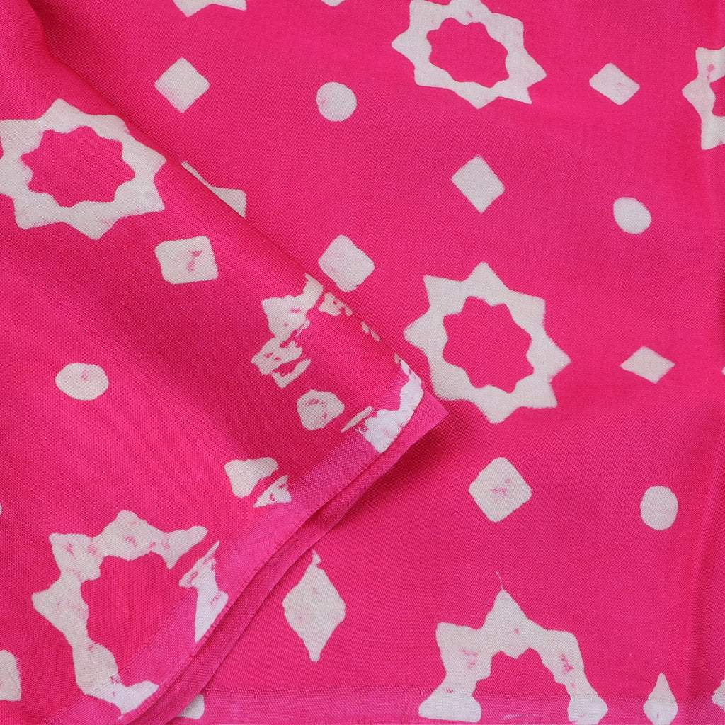 Bright Pink Printed Modal Satin Silk Saree - Singhania's