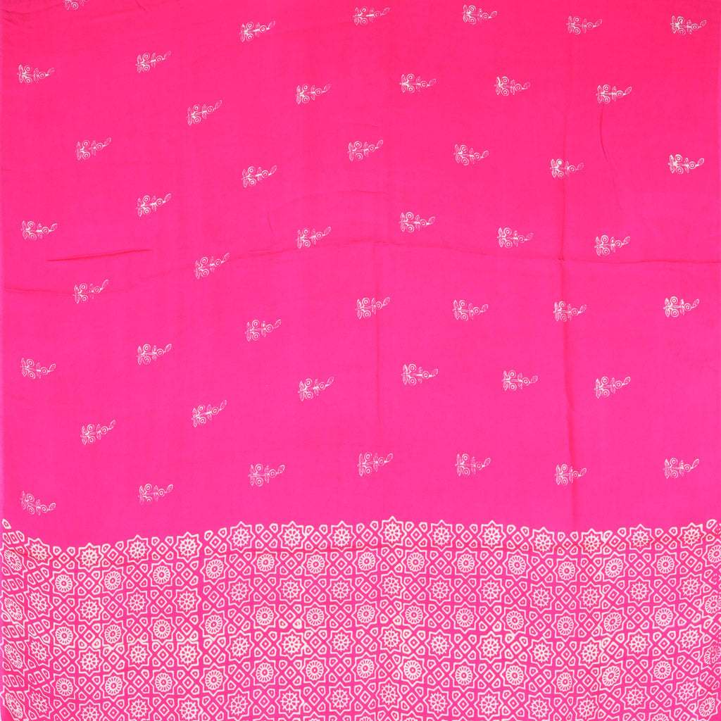 Bright Pink Printed Modal Satin Silk Saree - Singhania's