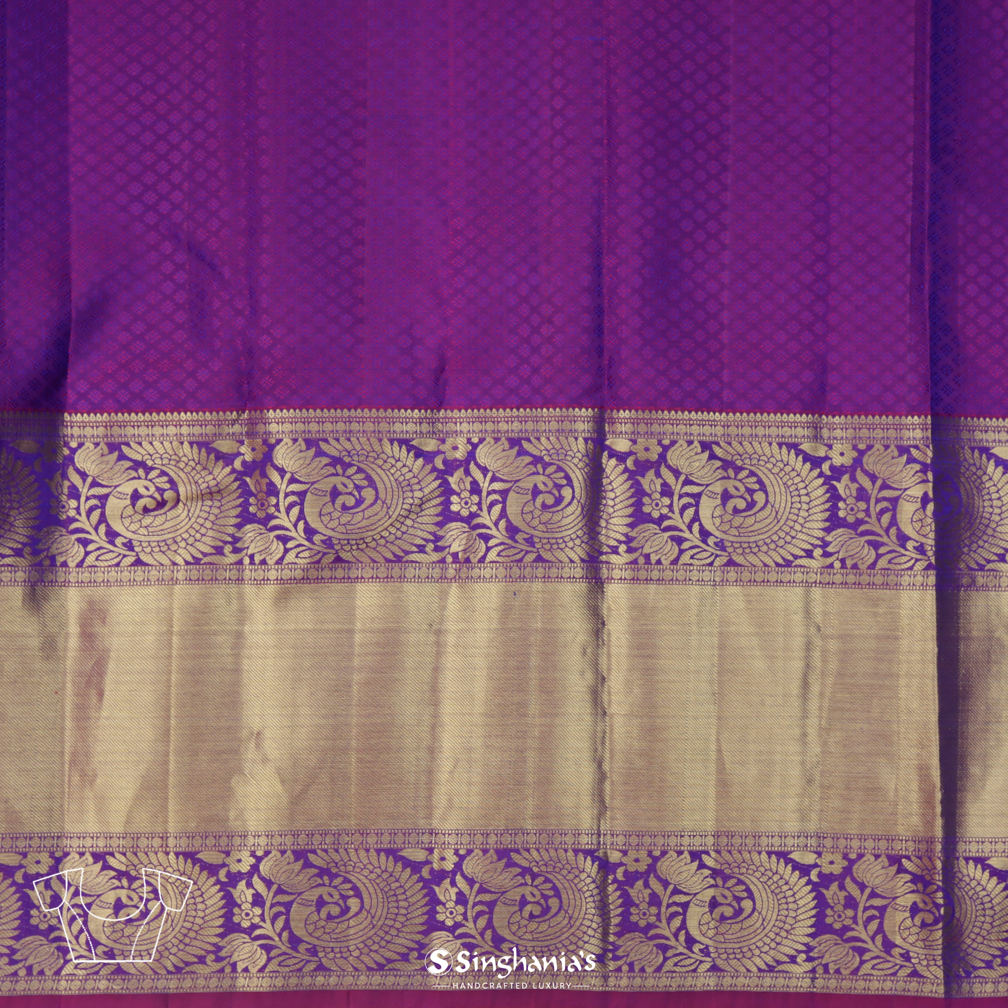 Cobalt Blue Silk Kanjivaram Saree In The Floral Pattern