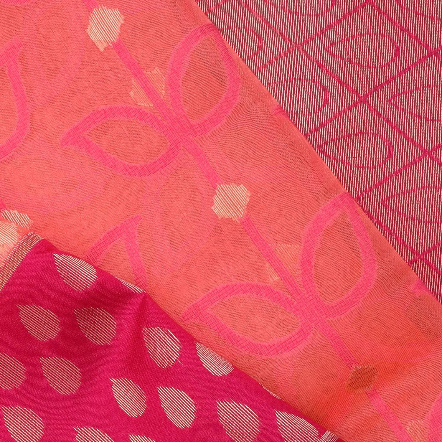 Coral Pink Organza Banarasi Saree - Singhania's