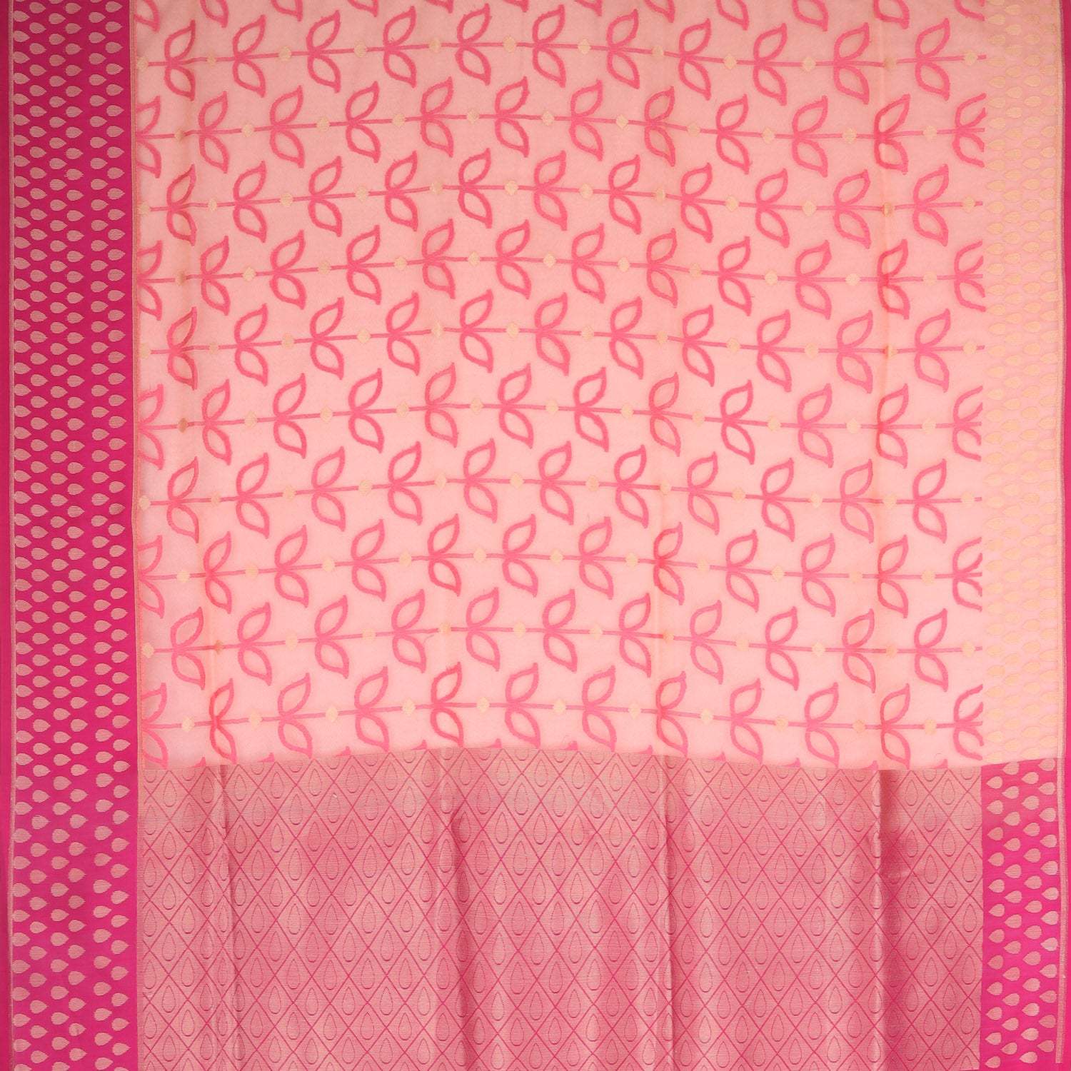 Coral Pink Organza Banarasi Saree - Singhania's