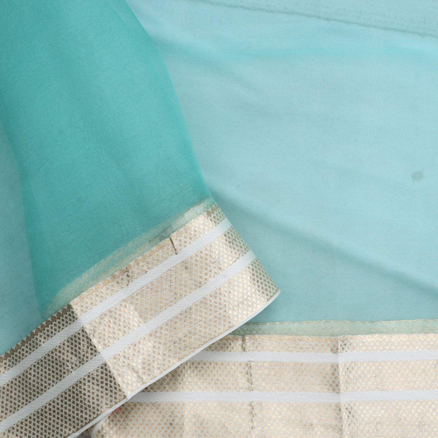 Pastel Blue Organza Saree With Foil Printed Motifs - Singhania's
