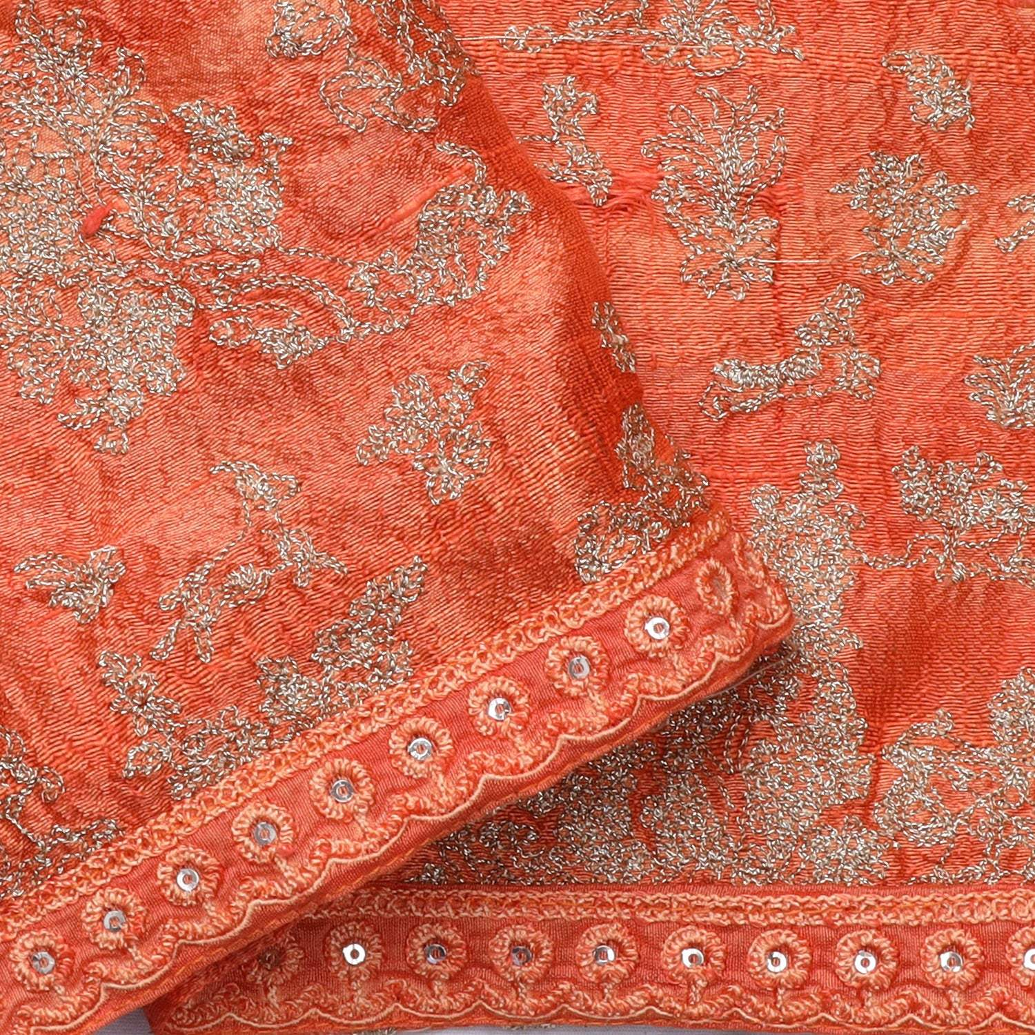 Orange Silk Bandhani Printed Saree - Singhania's