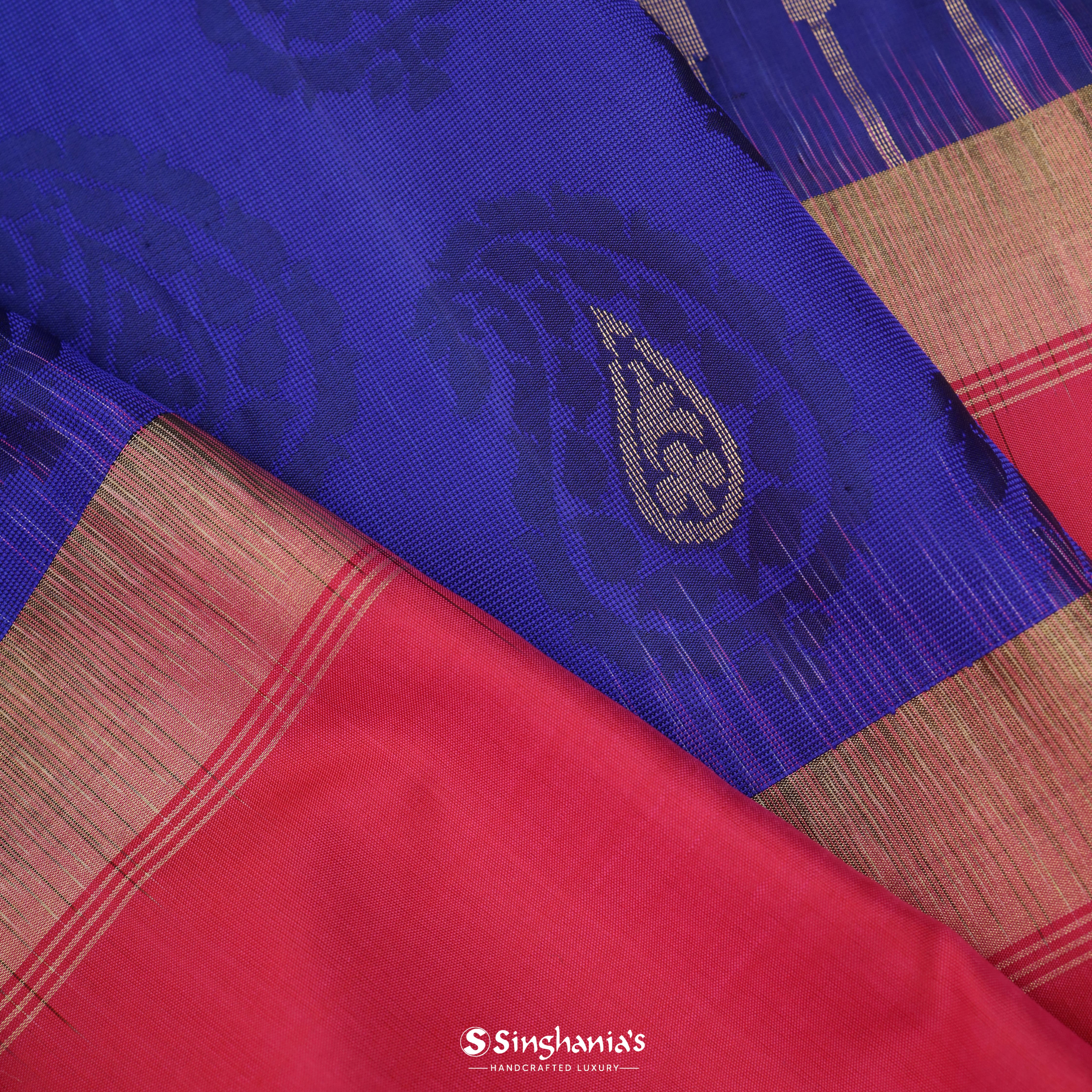 Bedazzled Blue Silk Banarasi Saree With Floral Buttas