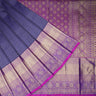 Dark Violet Kanjivaram Silk Saree With Tiny Patterns - Singhania's