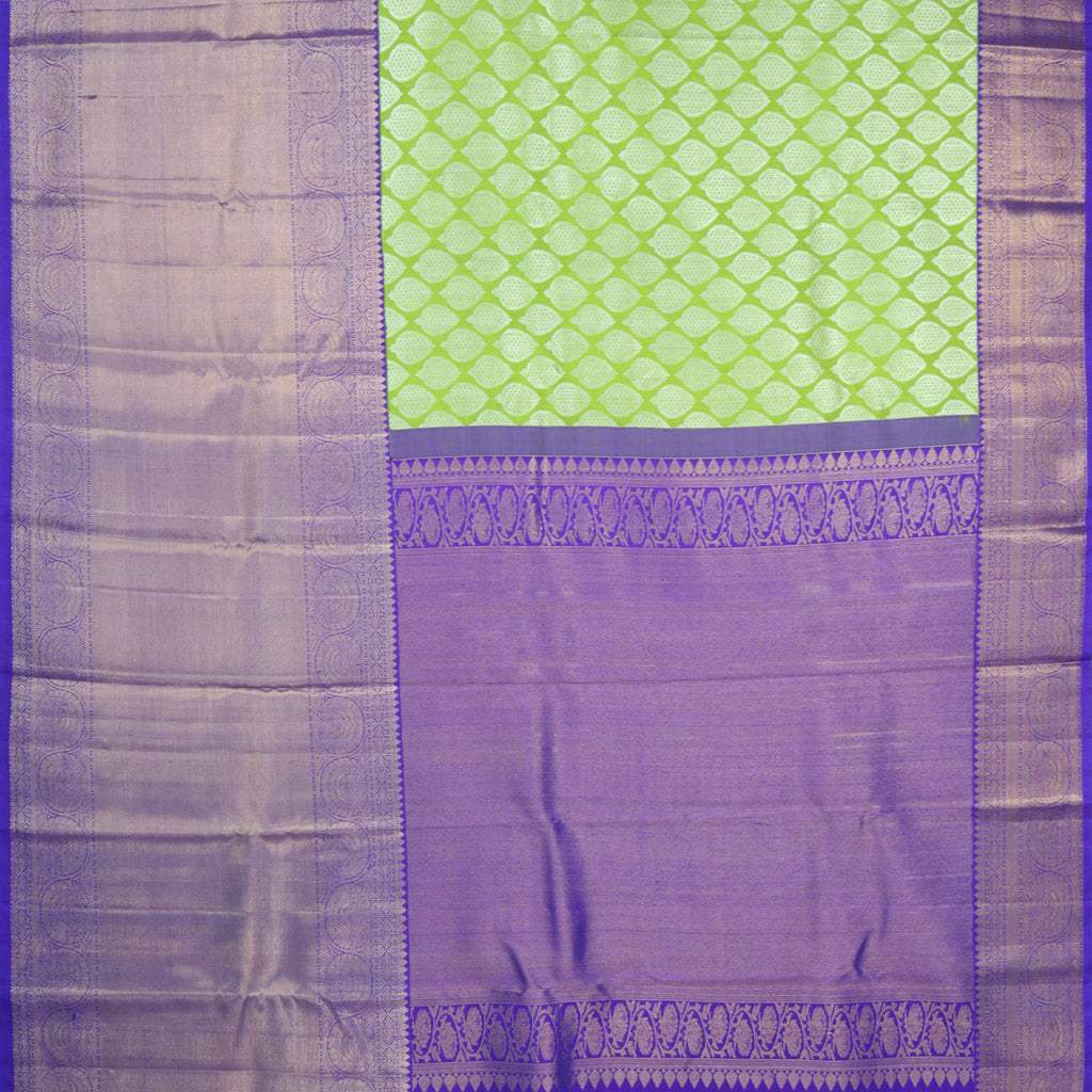 Pastel Blue Tissue Kanjivaram Silk Saree With Floral Motif Pattern - Singhania's