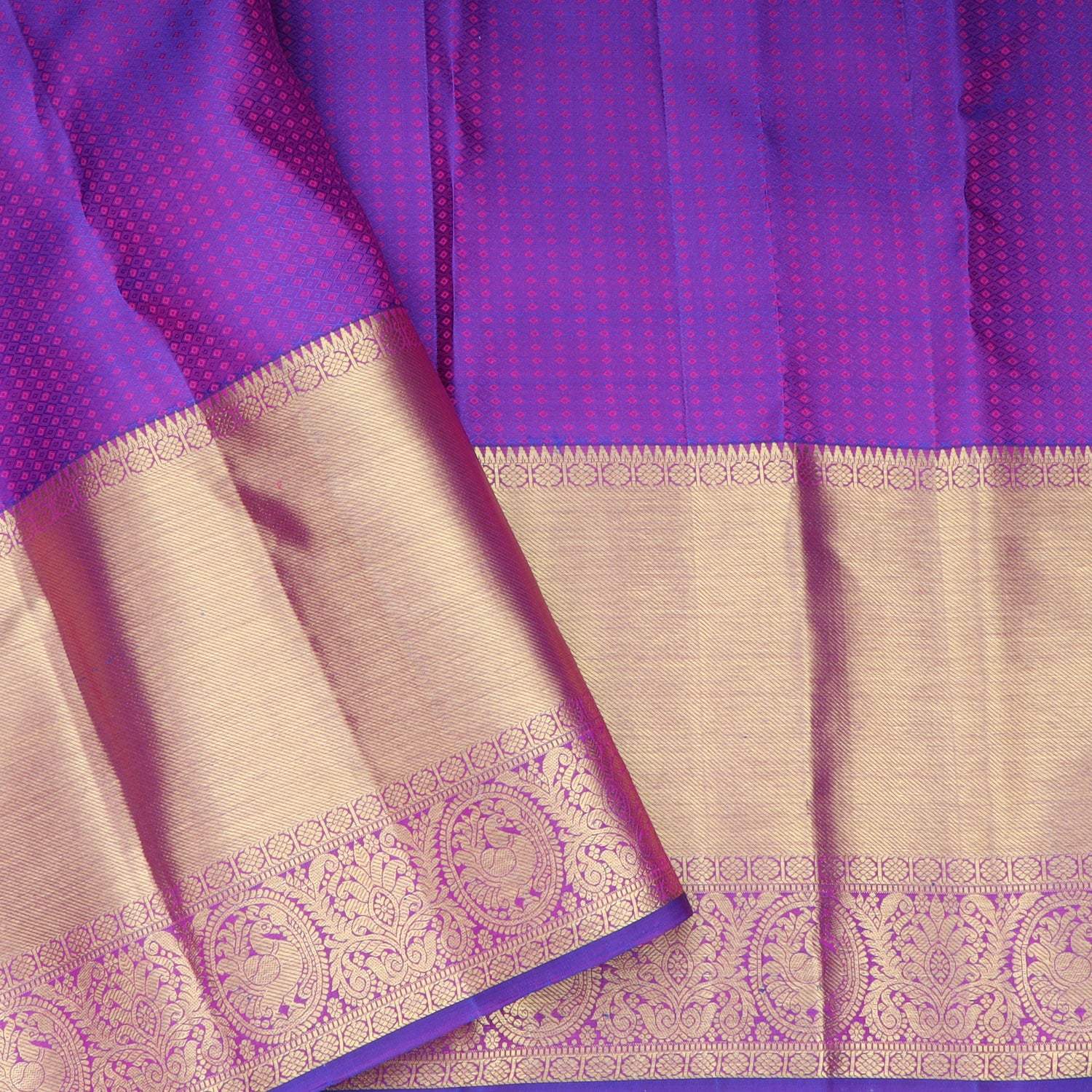 Bright Pink Kanjivaram Silk Saree With Floral Buttas - Singhania's