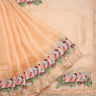 Pastel Peach Silk Kota Saree With Embroidery - Singhania's