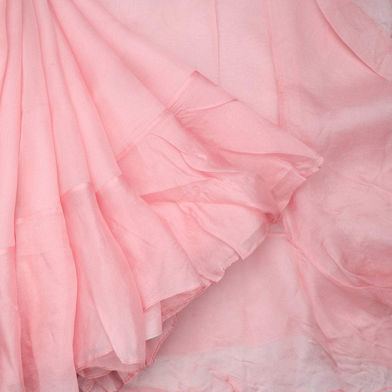 Pastel Candy Pink Organza Saree - Singhania's