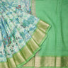 Mint Green Cotton Saree With Floral Printed Motifs - Singhania's