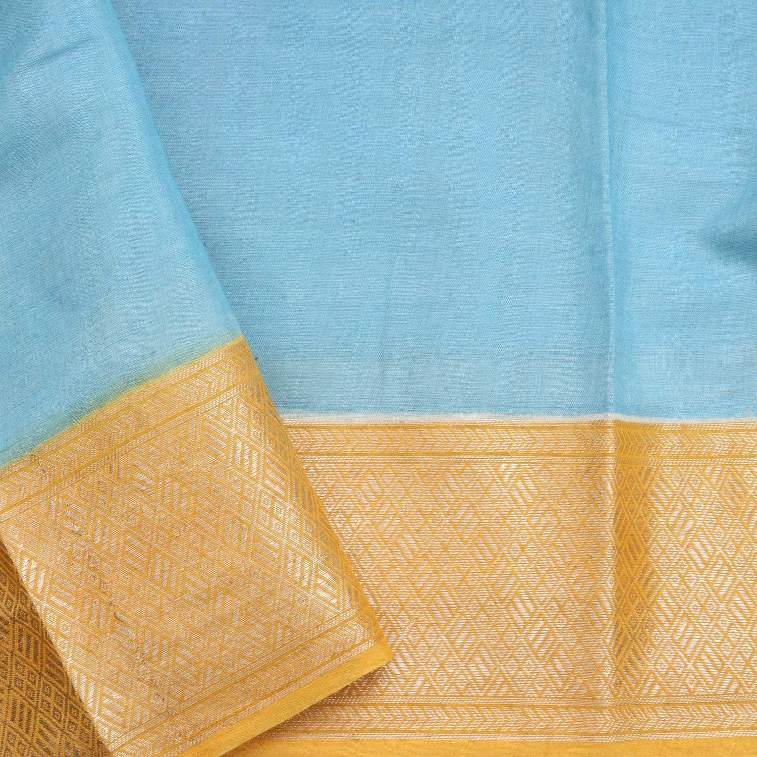 Cyan Blue Chanderi Printed Saree - Singhania's