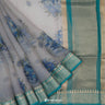 Ash Grey Organza Printed Saree With Floral Buttas