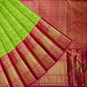 Vibrant Green Kanjivaram Silk Saree With Floral And Mayil Motif Pattern - Singhania's