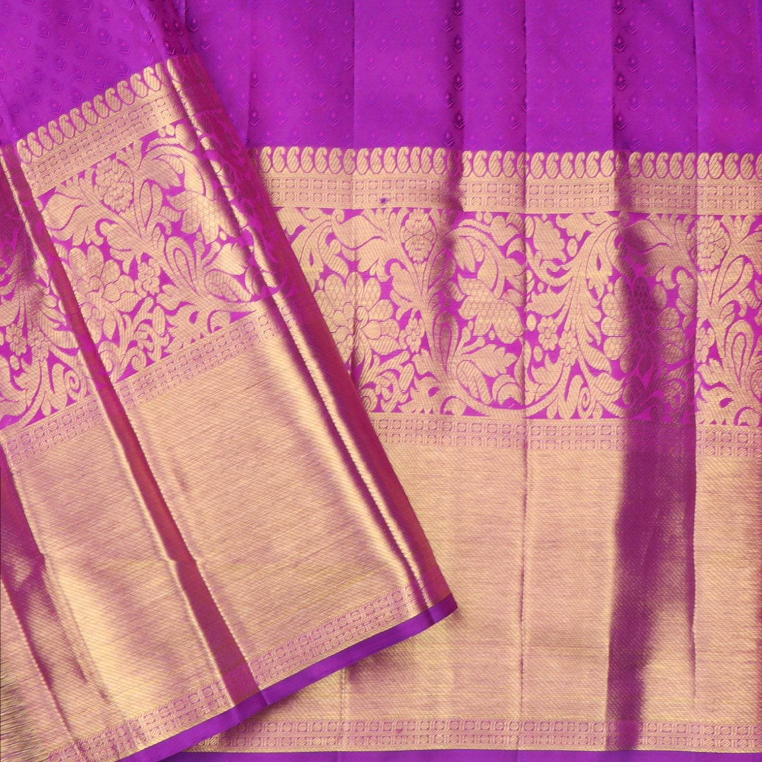 Blue Kanjivaram Silk Saree With Floral Pattern - Singhania's