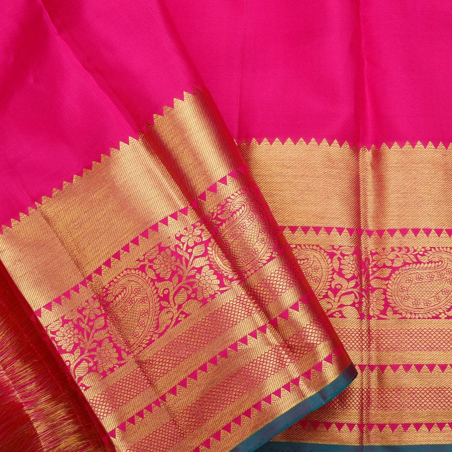 Blue Violet Kanjivaram Silk Saree With Floral Motif Pattern - Singhania's