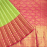 Light Green Kanjivaram Silk Saree With Floral Pattern - Singhania's