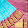 Blue Kanjivaram Silk Saree With Floral Pattern - Singhania's