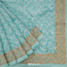 Celeste Blue Chanderi Bandhani Silk Saree With Floral Pattern