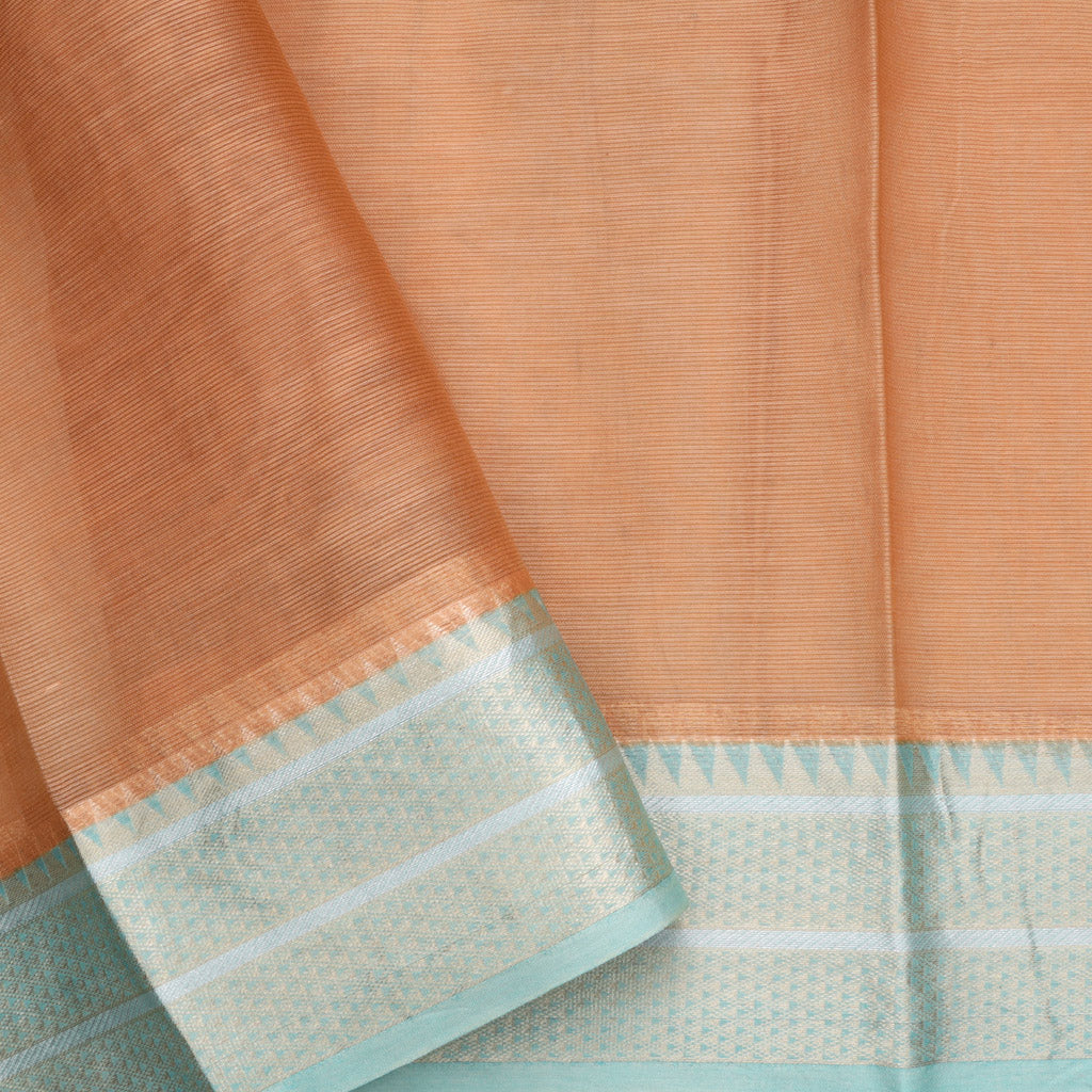 Sherbert Orange Maheshwari Saree With Floral Motifs