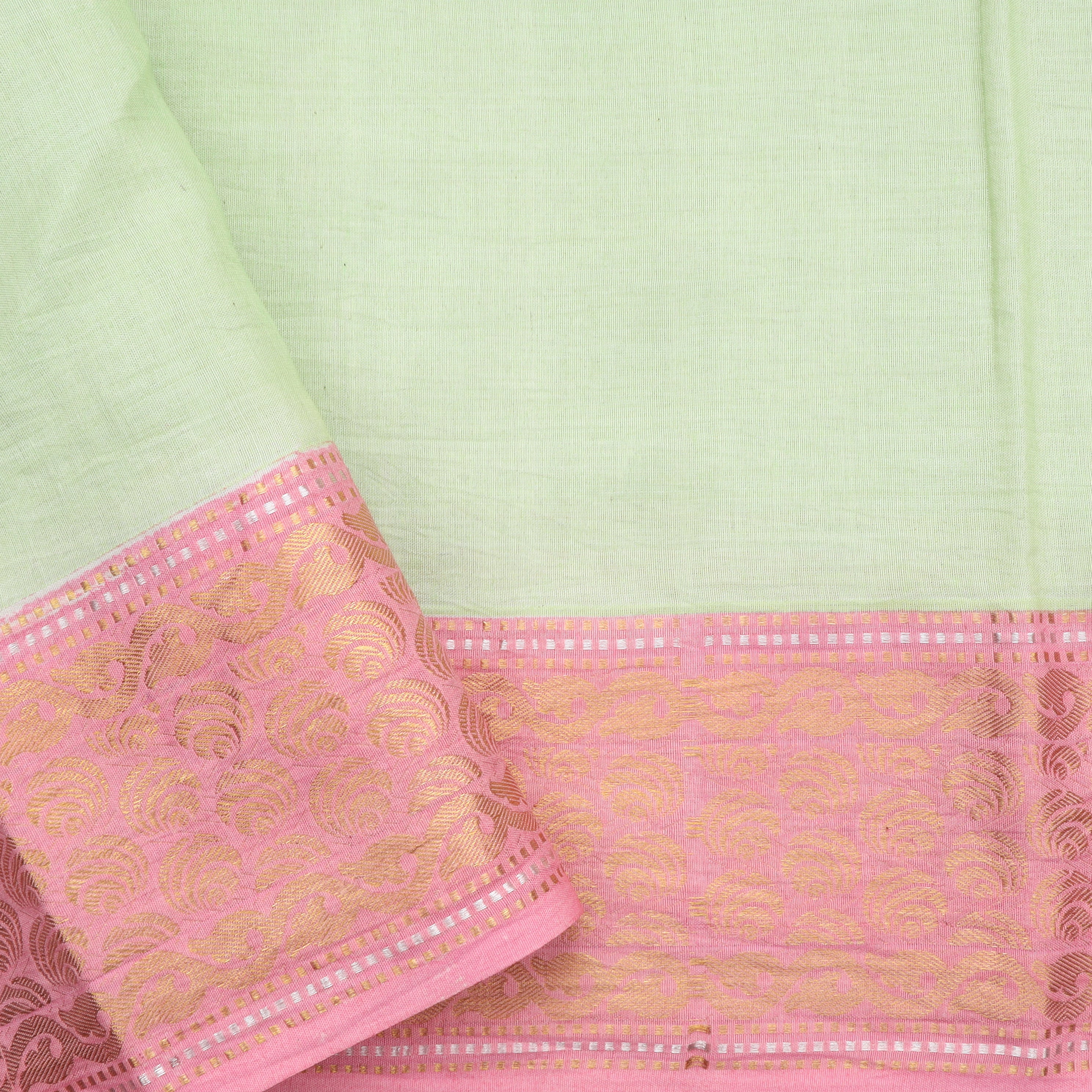 Pastel Yellow Cotton Saree With Floral Motif Pattern