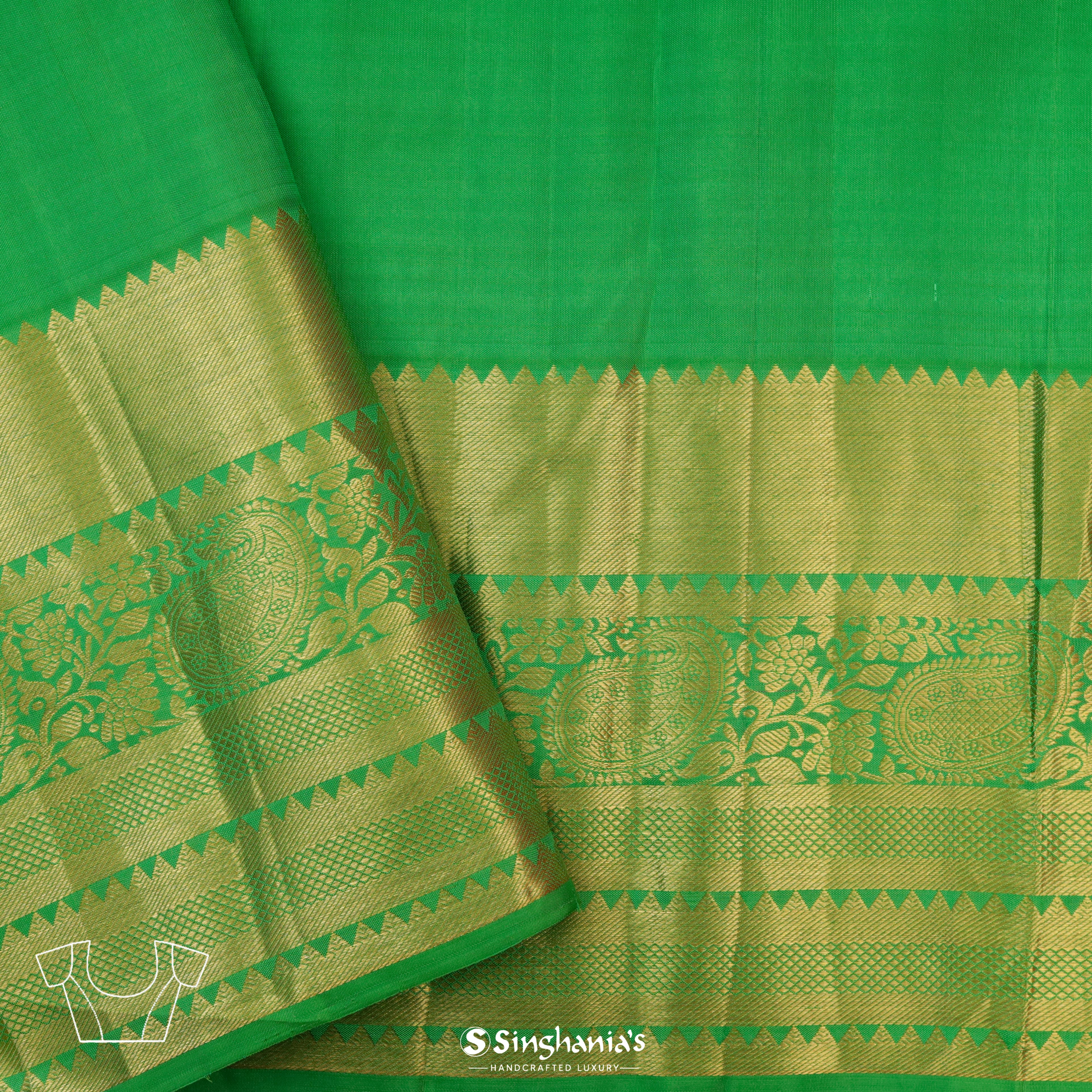 Admiral Blue Silk Kanjivaram Saree With Floral Pattern