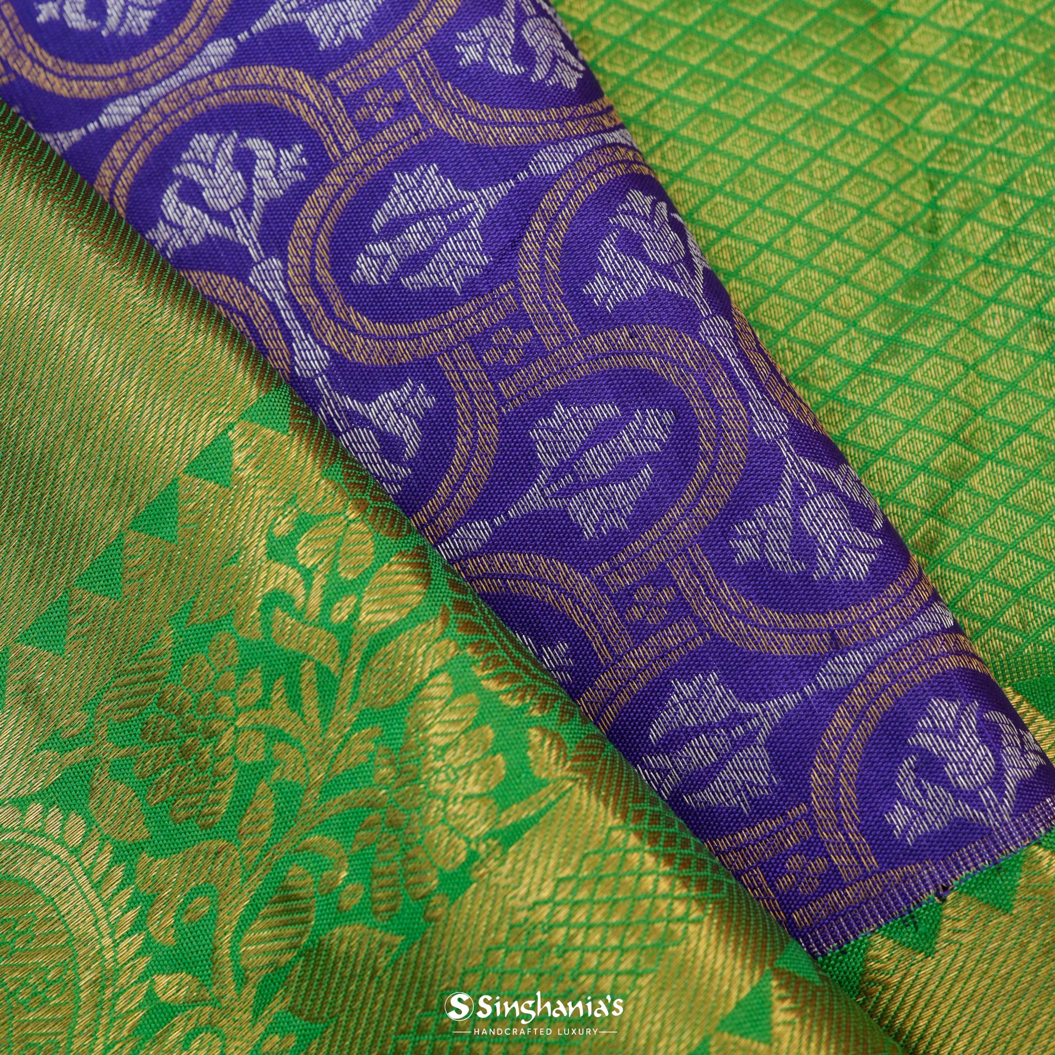 Admiral Blue Silk Kanjivaram Saree With Floral Pattern