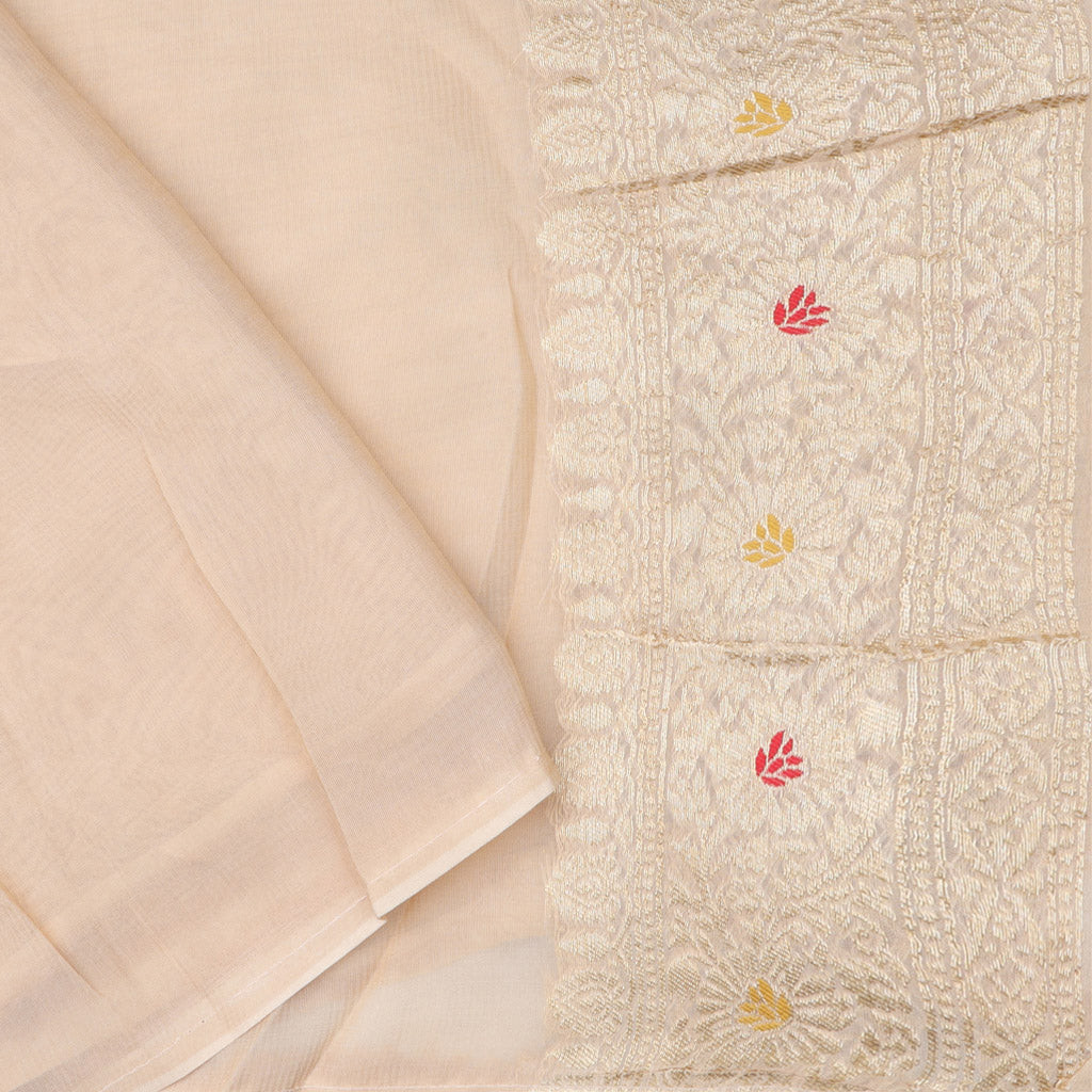 Pastel Pale Pink Georgette Saree With Peacock Motifs - Singhania's