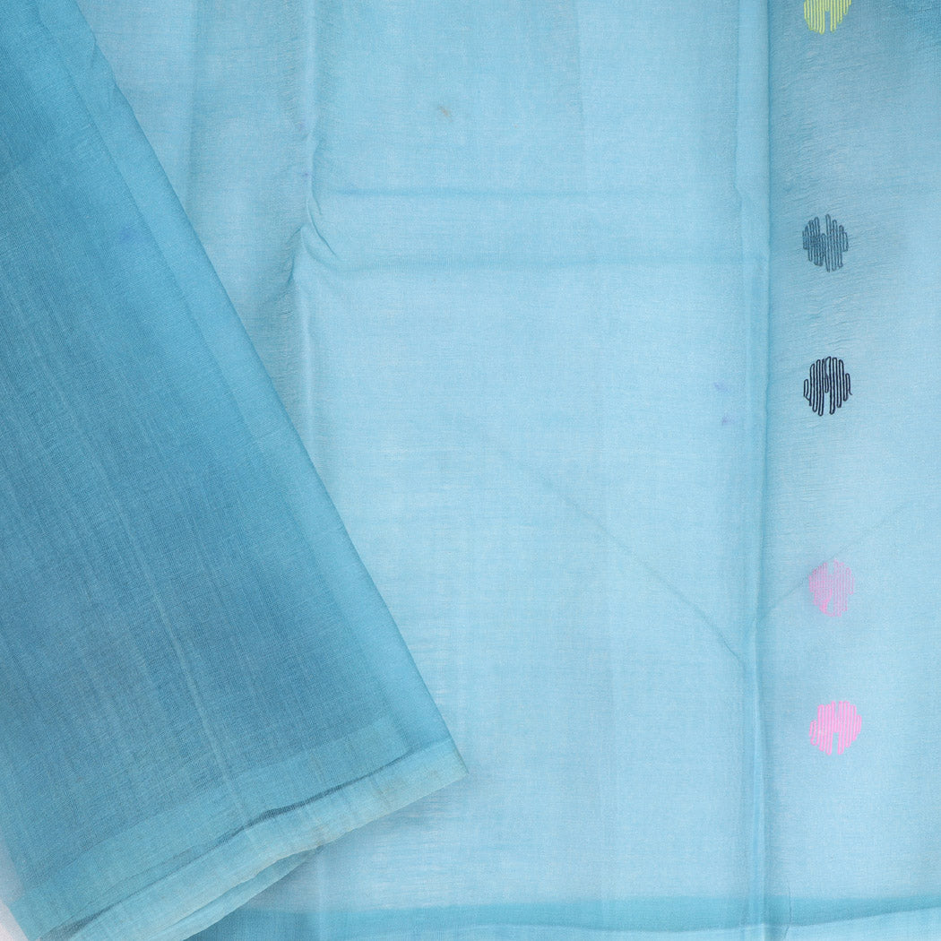 Pastel French Blue Organza Saree With Tiny Butis