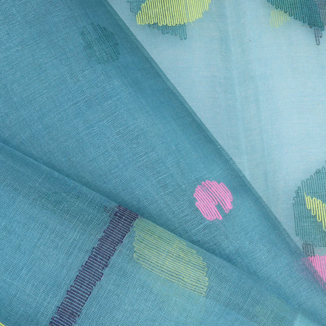 Pastel French Blue Organza Saree With Tiny Butis