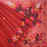 Brick Red Organza Jamdani Saree With Floral Pattern