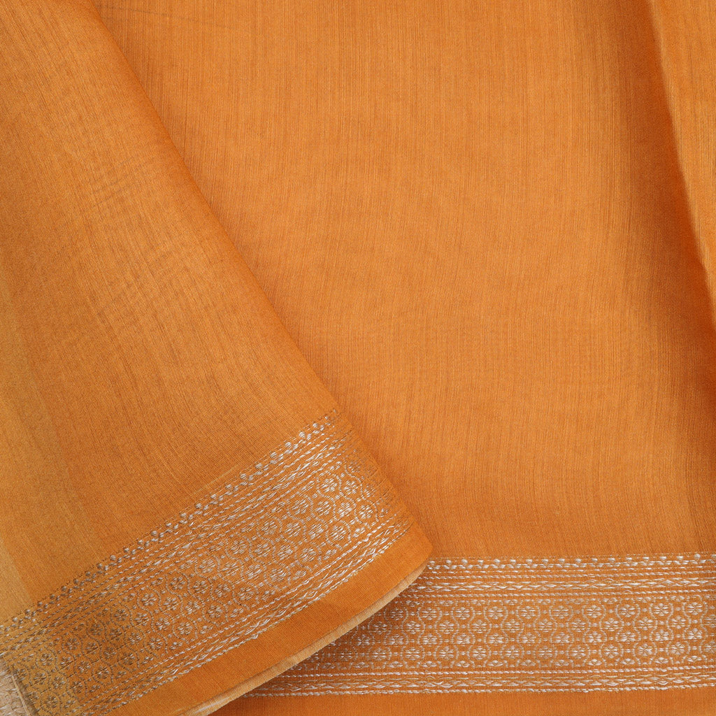 Orange Tussar Printed Saree With Nature Inspired Printed Motif Pattern