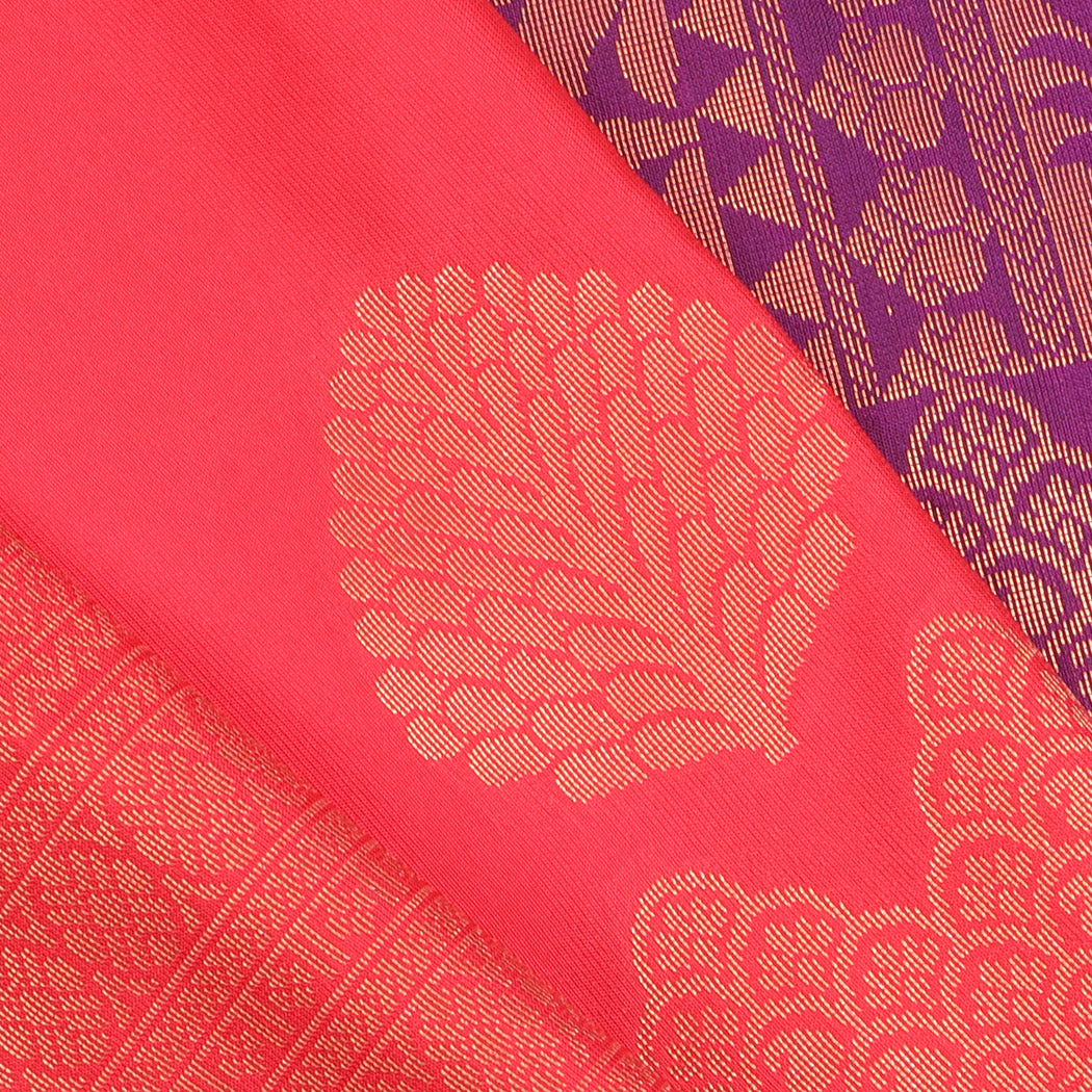 Bright Pink Silk Saree With Floral Buttas