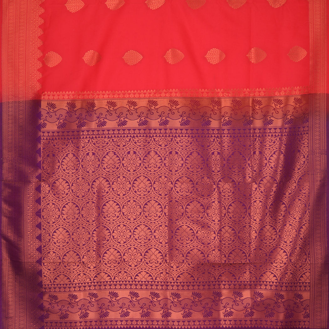 Bright Pink Silk Saree With Floral Buttas