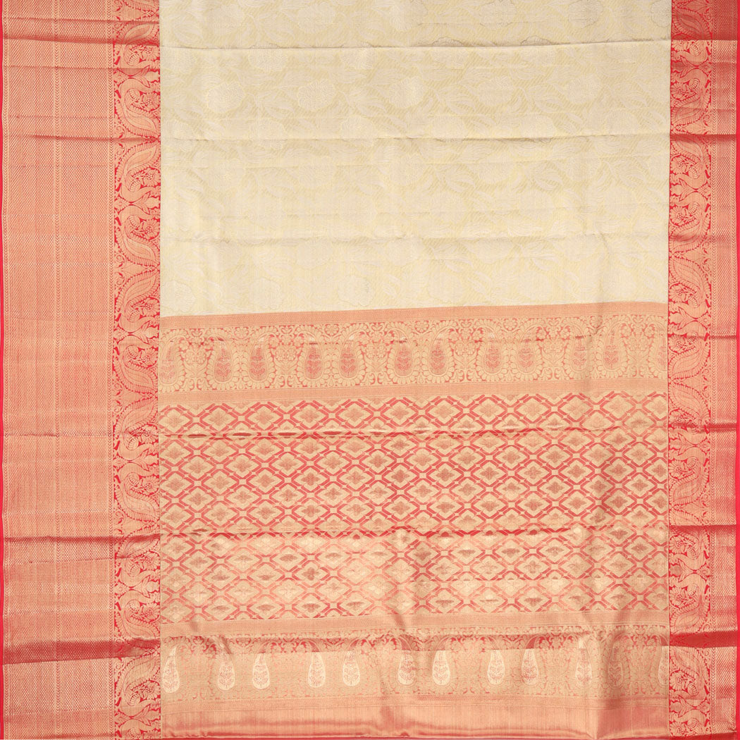 Light Gold Tissue Kanjivaram Silk Saree With Floral Pattern