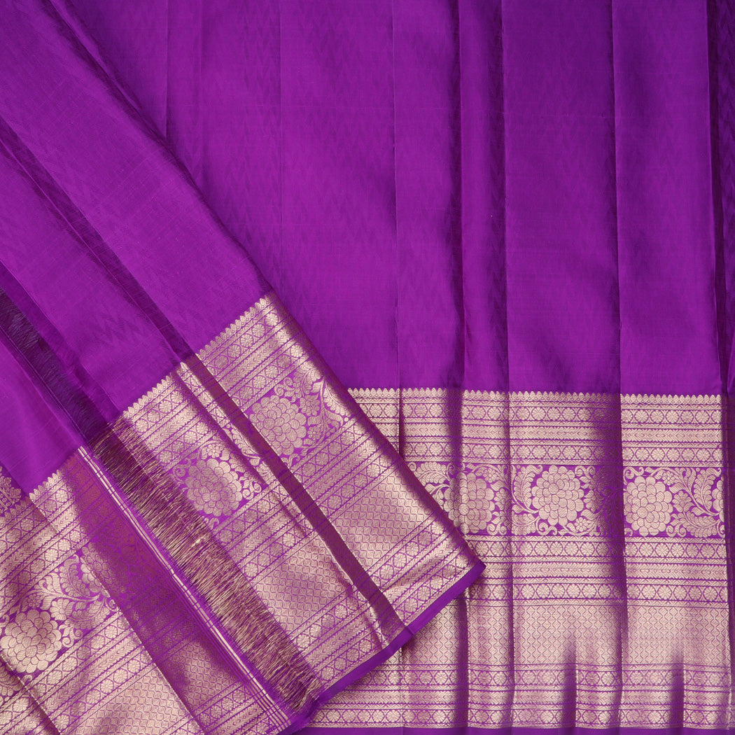 Coral Pink Kanjivaram Silk Saree With Floral Pattern