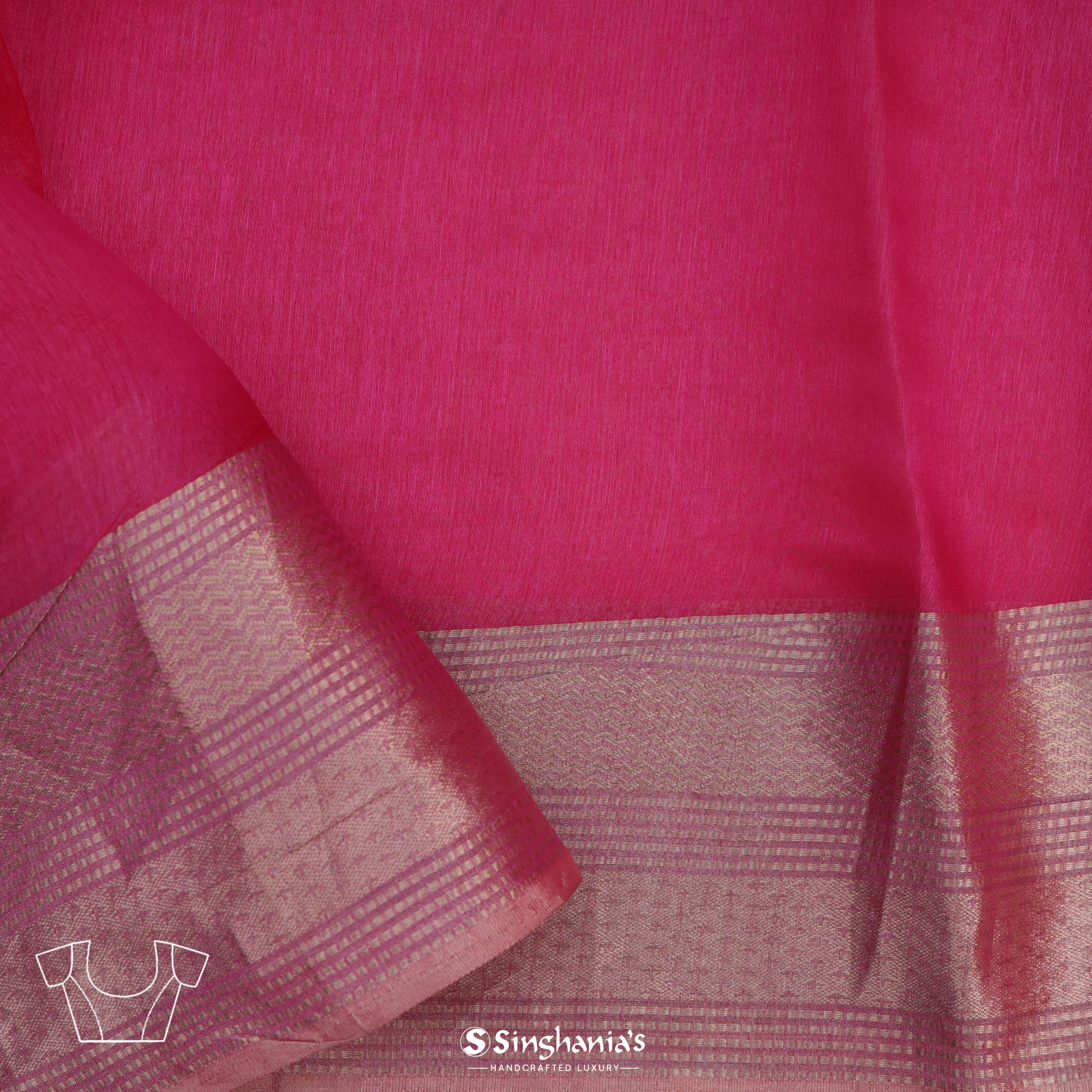 Cherry Red Organza Tussar Embroidery Handloom Silk Saree With Foil Print