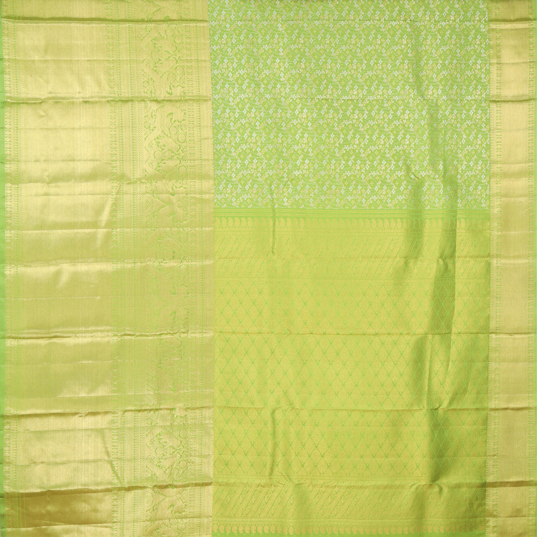 Pastel Green Kanjivaram Silk Saree With Floral Pattern