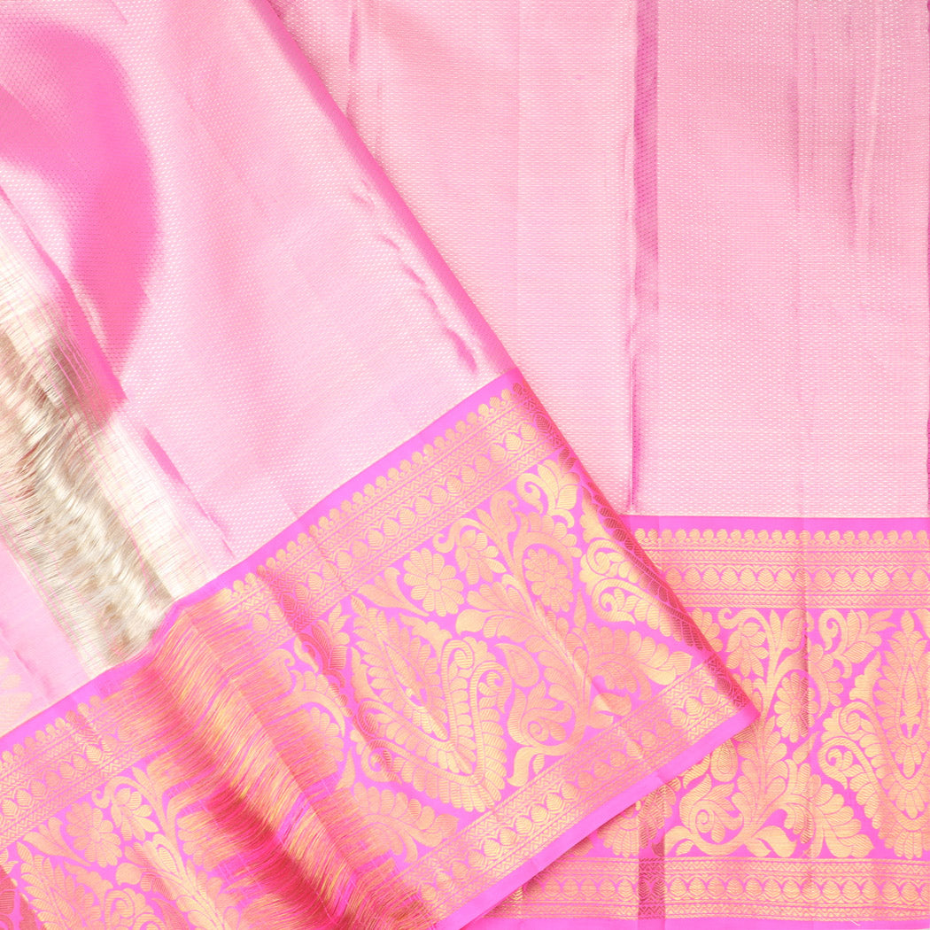 Lime Green Kanjivaram Silk Saree With Poo Chakra Motif