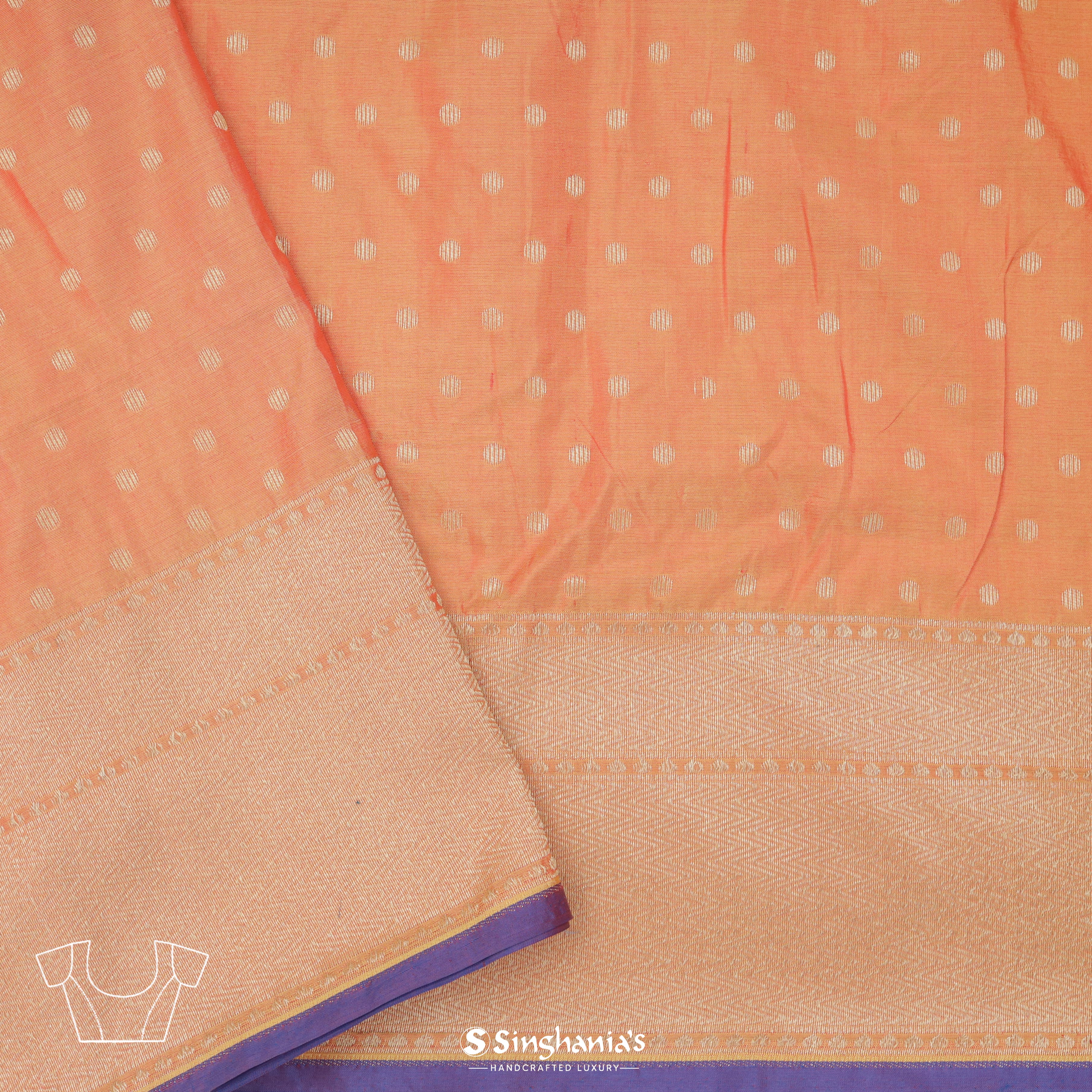 Fanta Orange Silk Banarasi Saree With Floral Pattern