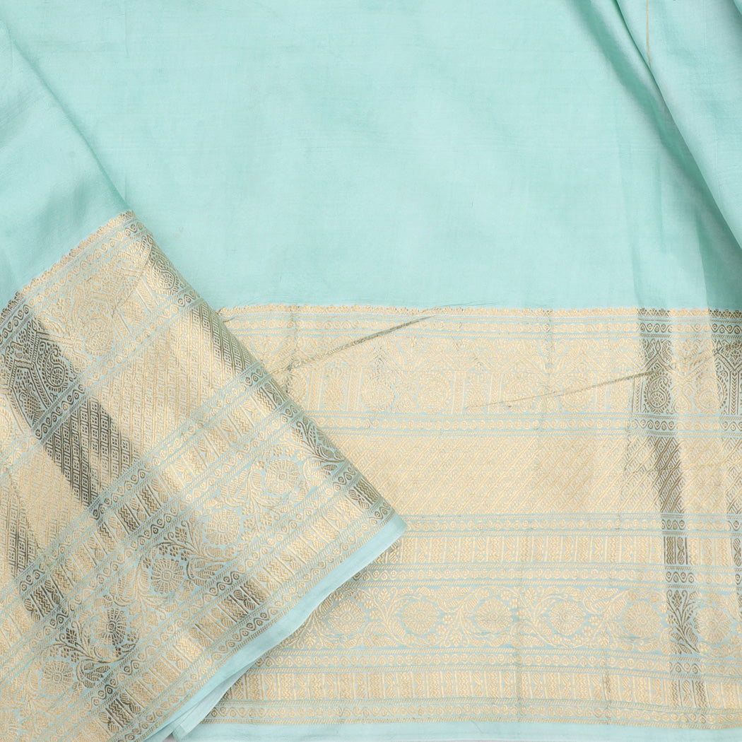 Pastel Blue Silk Saree With Floral Embroidery