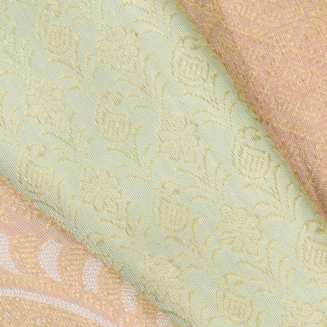 Pastel Green Kanjivaram Silk Saree With Floral Motif Pattern