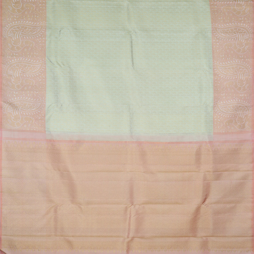 Pastel Green Kanjivaram Silk Saree With Floral Motif Pattern