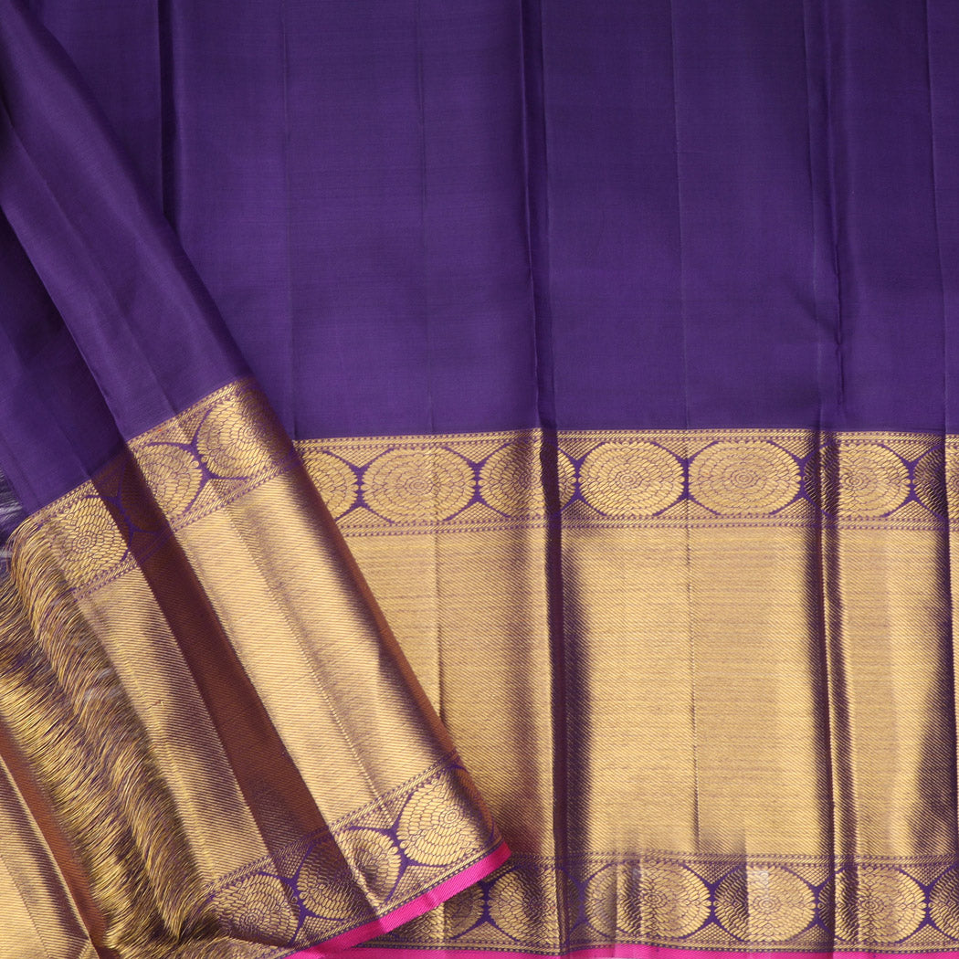 Peach Pink Kanjivaram Silk Saree With Floral Pattern