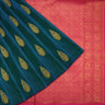 Teal Kanjivaram Silk Saree With Floral Motifs