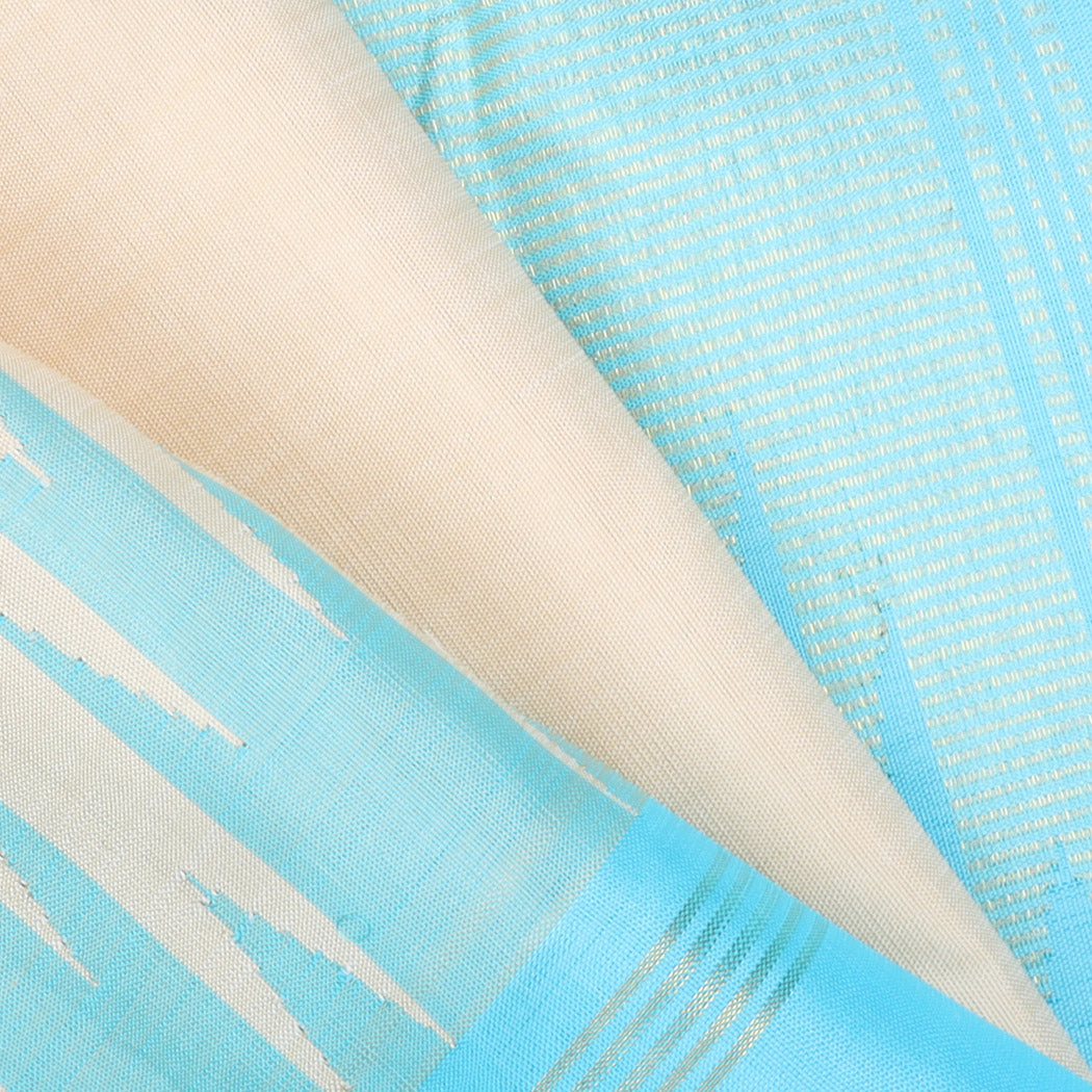 Pastel Cream Kanjivaram Silk Saree With Temple Motifs