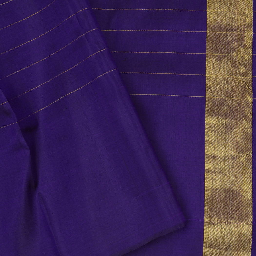 Bright Blue Kanjivaram Silk Saree With Checks Pattern