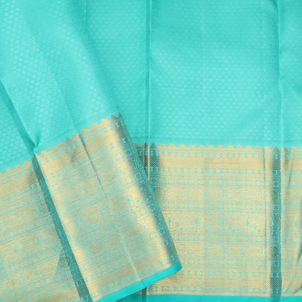 Turmeric Yellow Kanjivaram Silk Saree With Diamond Pattern